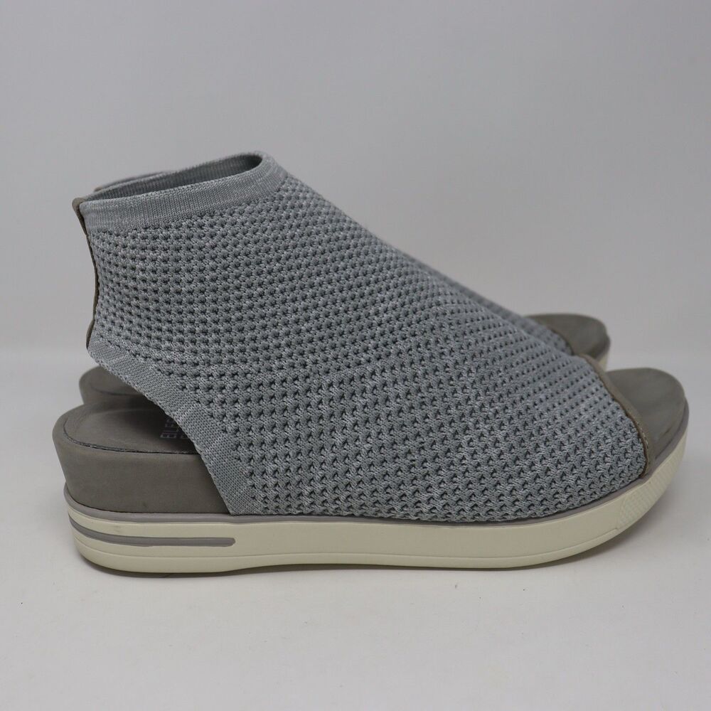 Eileen Fisher Snug Recycled Stretch Knit Bootie Sandal Peep Toe Size 7 Gray - Picture 4 of 7